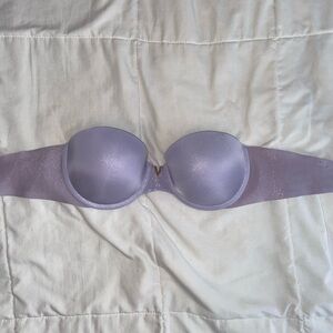 Lilac purple underwire bra Lavender sparkly push up strapless bra 34B
